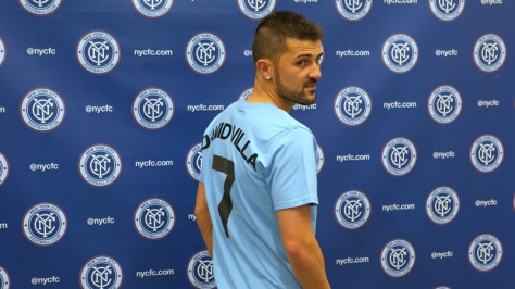 David Villa in het blauwe shirt van Manchester... Nee, New York City FC. Foto: mcfc.co.uk